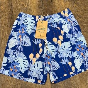 NWT-Snapper Rock Blue Floral Swim Shorts, size 10 boys, original $50